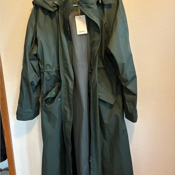 NWT Quince Green Weatherproof Rain Trench Coat - Picture 2 of 5